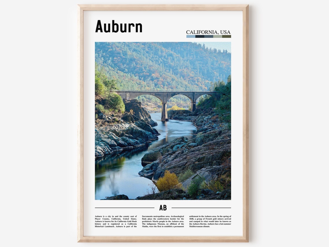 Auburn Print Auburn Poster Auburn Wall Art Minimal Travel Print Minimal City Poster Travel Destination City Print Oil Painting Poster