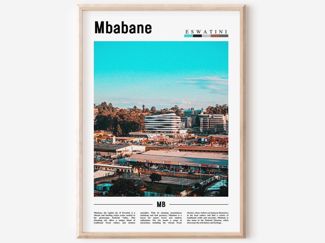 Mbabane Minimal Travel Poster, Oil Painting