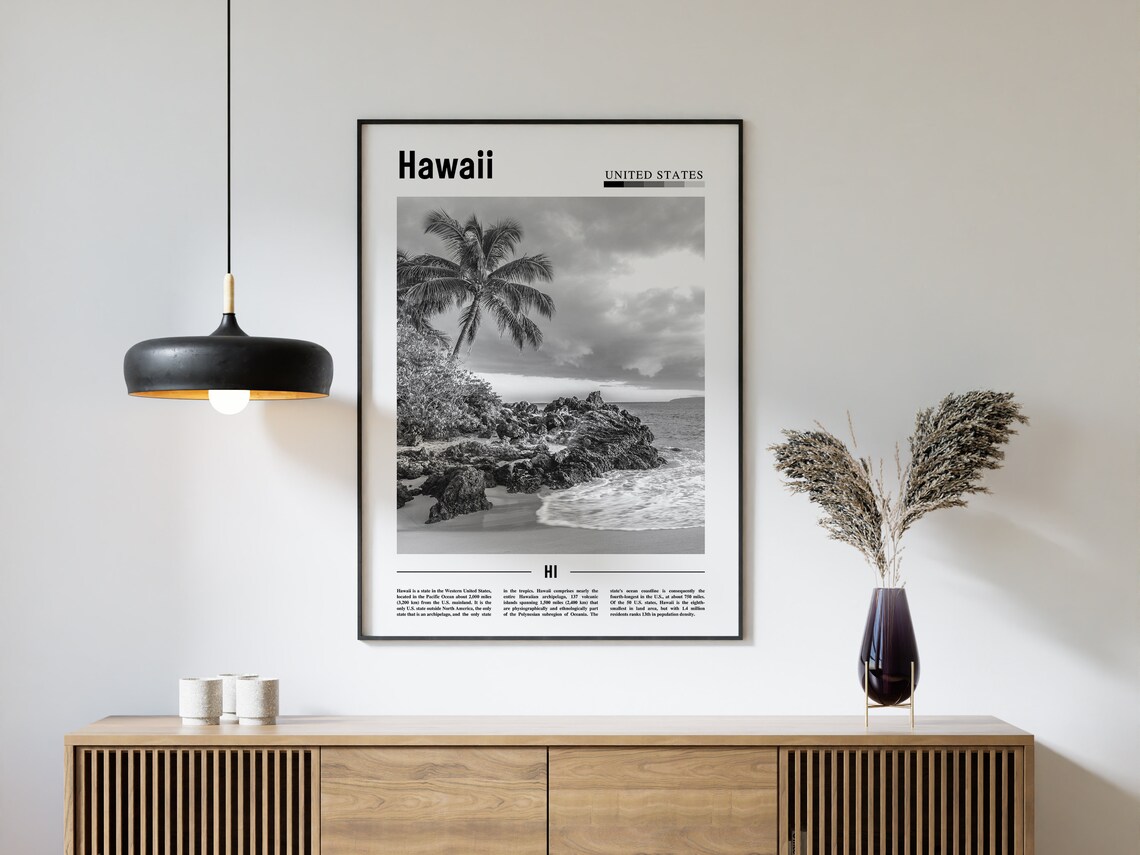 Hawaii Black And White, Minimal Travel Poster - Image 4