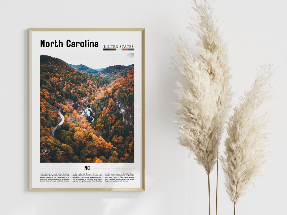 North Carolina Poster North Carolina Print North Carolina Wall Art United States Photo United States Poster United States Print - Image 3