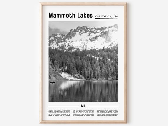 Mammoth Lakes Poster Black And White Mammoth Lakes Print Black And White Mammoth Lakes Wall Art Minimal Travel Print Travel Poster