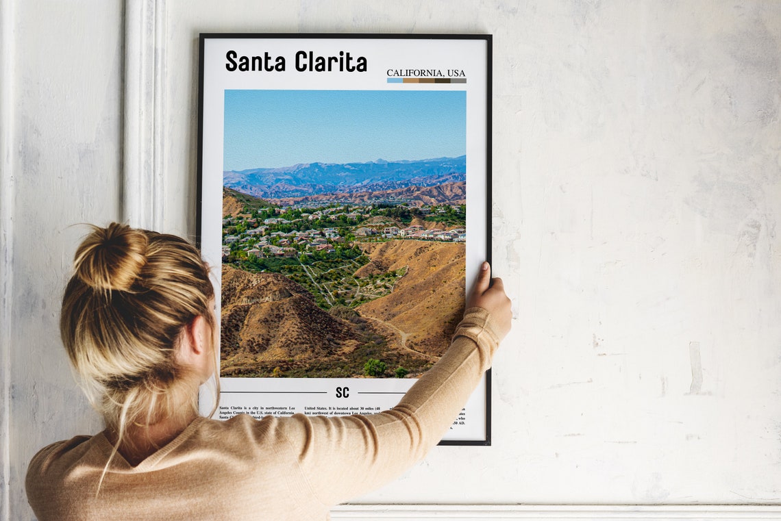 Santa Clarita Print Santa Clarita Poster Santa Clarita Wall Art Minimal Travel Print Minimal City Poster Destination Oil Painting Poster - Image 5