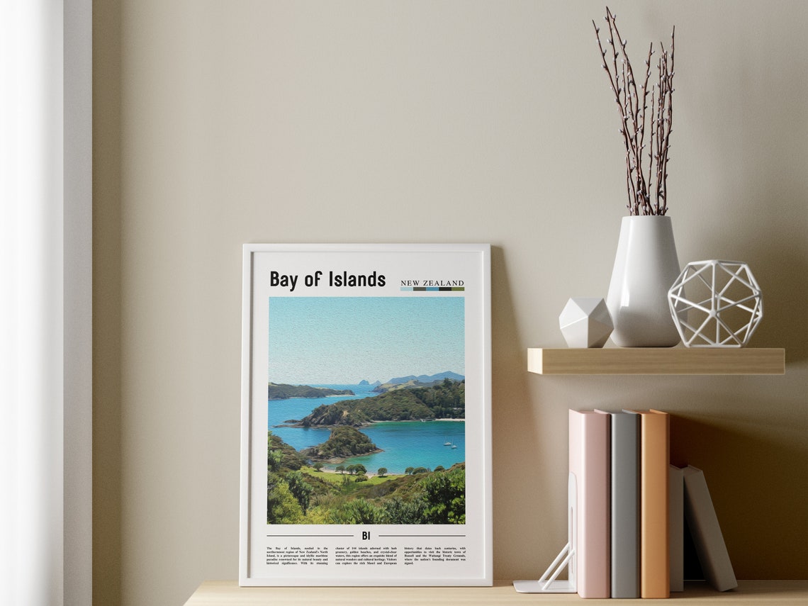 Bay Of Islands Poster Bay Of Islands Print Bay Of Islands Wall Art Minimal Travel Print Travel Destination Oil Painting Poster - Image 3