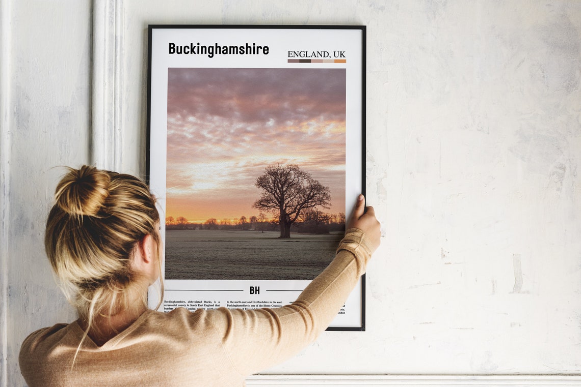 Buckinghamshire Print Buckinghamshire Poster Buckinghamshire Wall Art Minimal Travel Print Minimal City Poster Travel Oil Painting Poster - Image 4