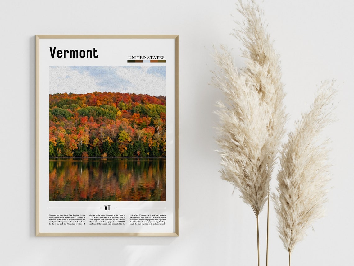 Vermont Poster Vermont Print Vermont Wall Art United States Photo United States Poster United States Print - Image 3