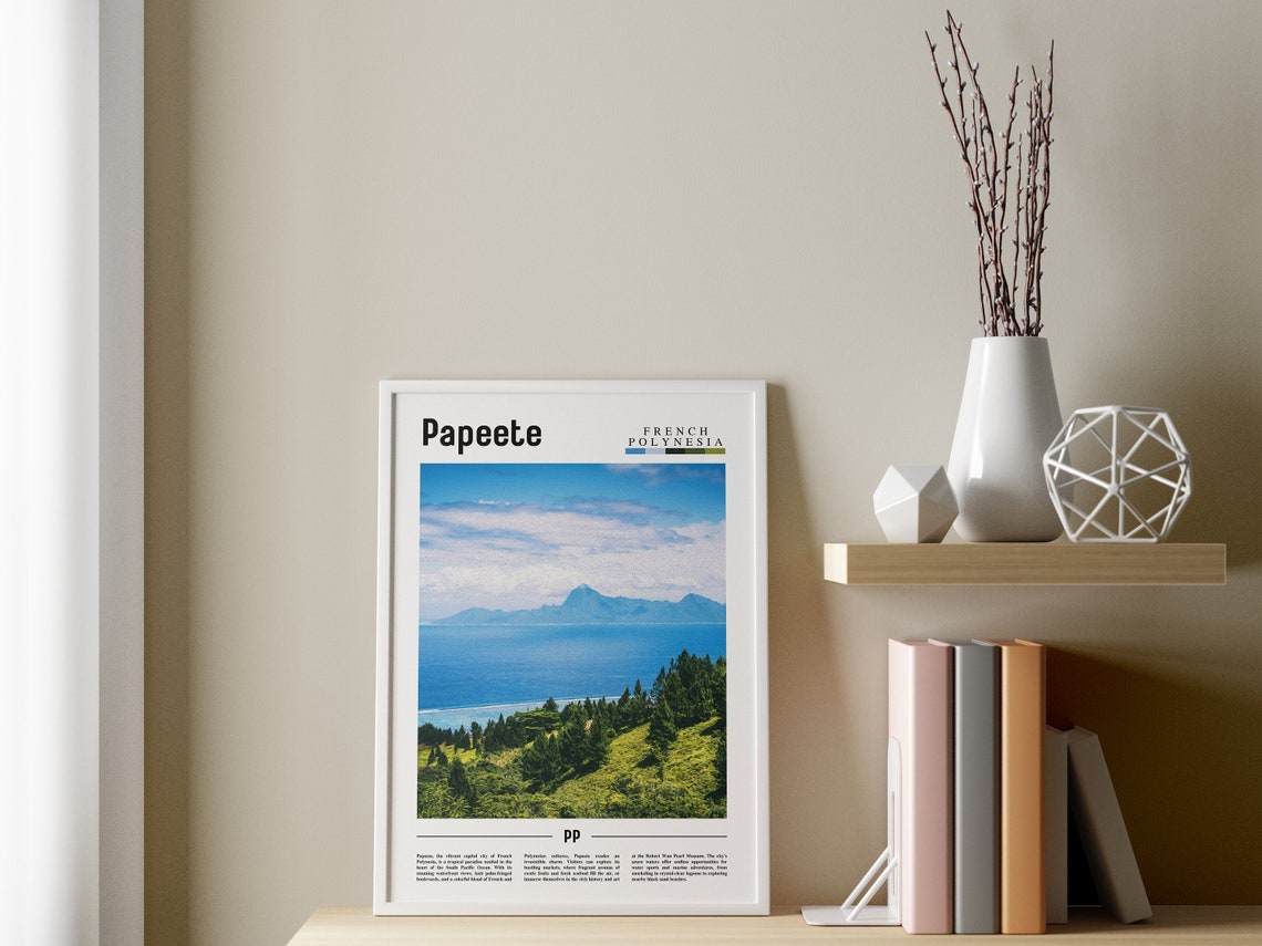 Papeete Poster Papeete Print Papeete Wall Art Minimal Travel Print Travel Destination Oil Painting Poster - Image 3
