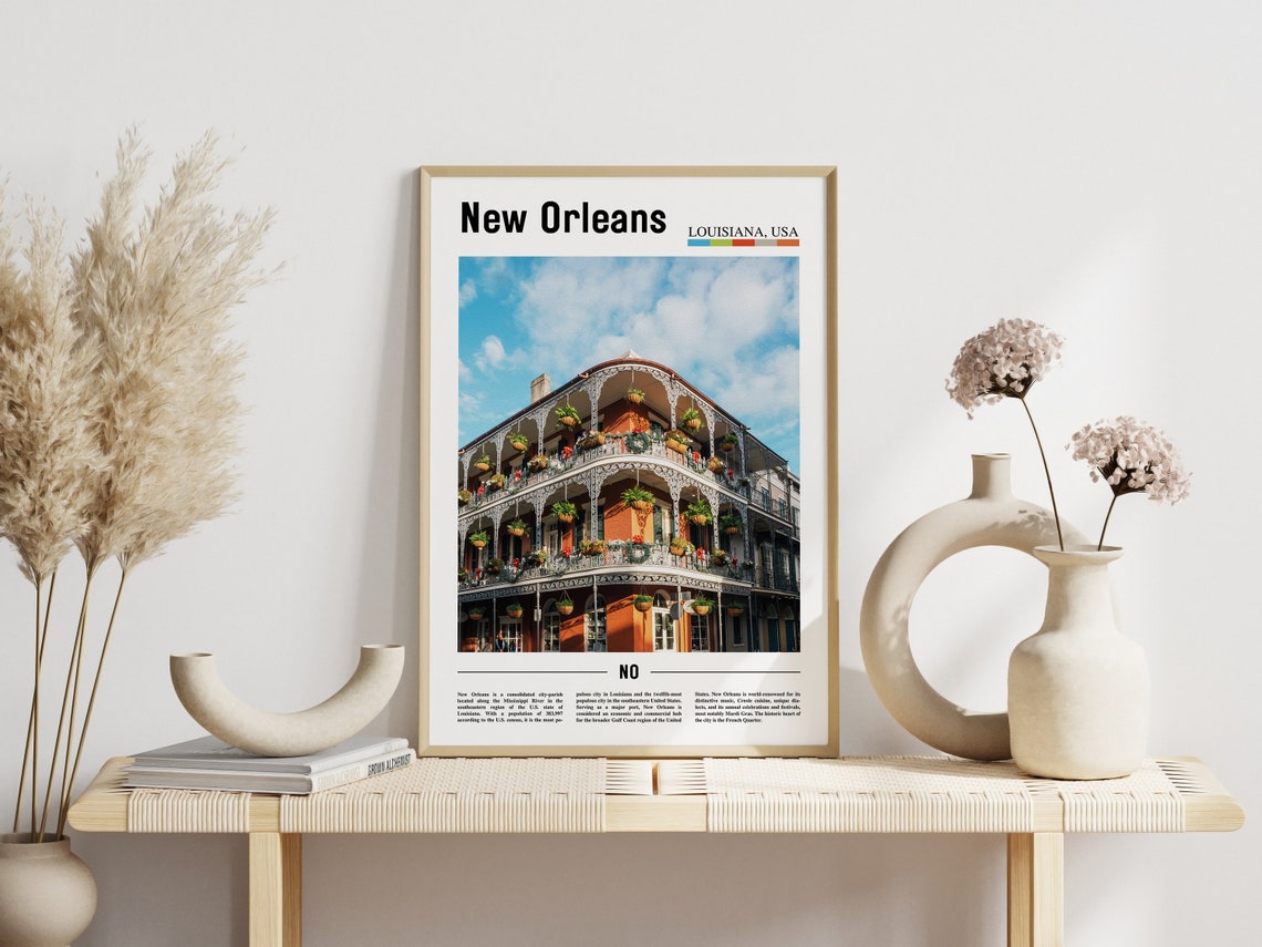 New Orleans Print New Orleans Poster New Orleans Wall Art Minimal Travel Print Minimal City Poster Oil Painting Poster - Image 5