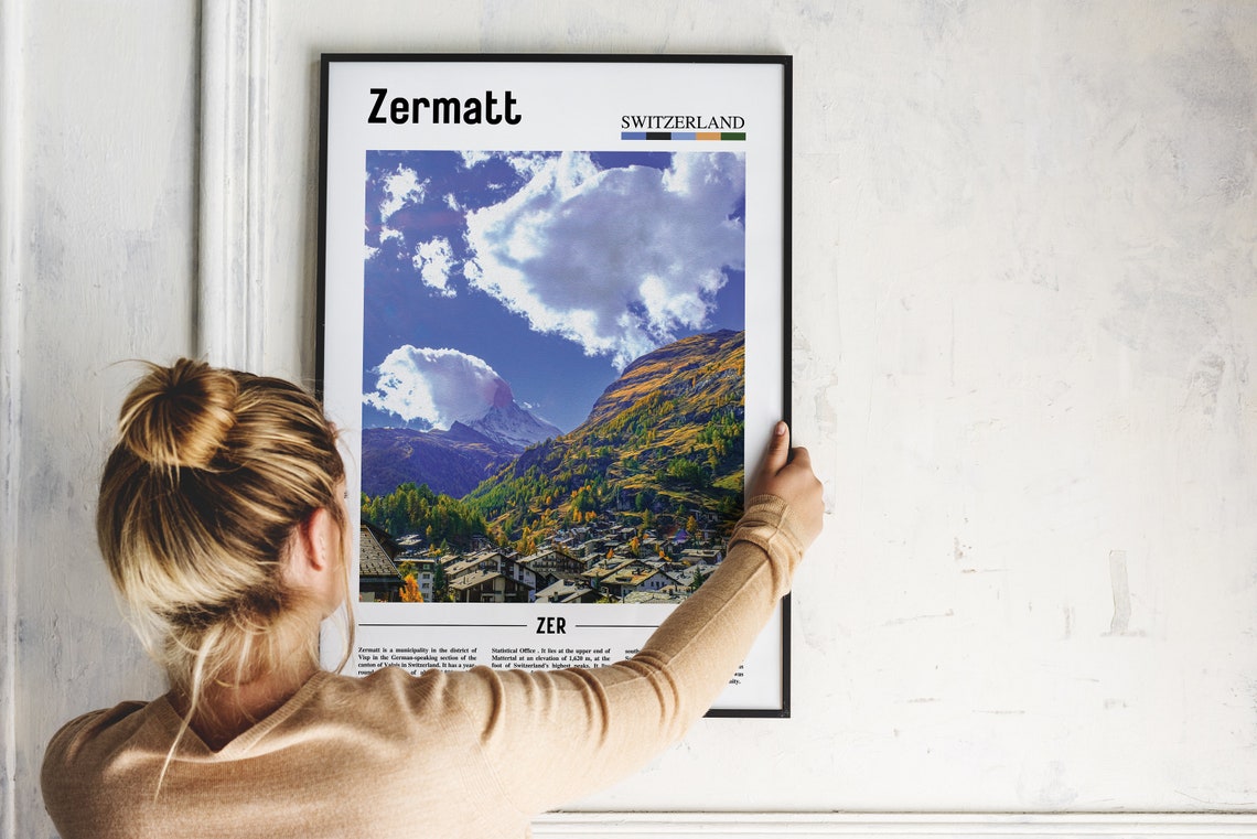 Zermatt Print Zermatt Poster Zermatt Wall Art Oil Painting Poster Colorful City Print City Artwork Travel Artwork Travel Wall Art - Image 4