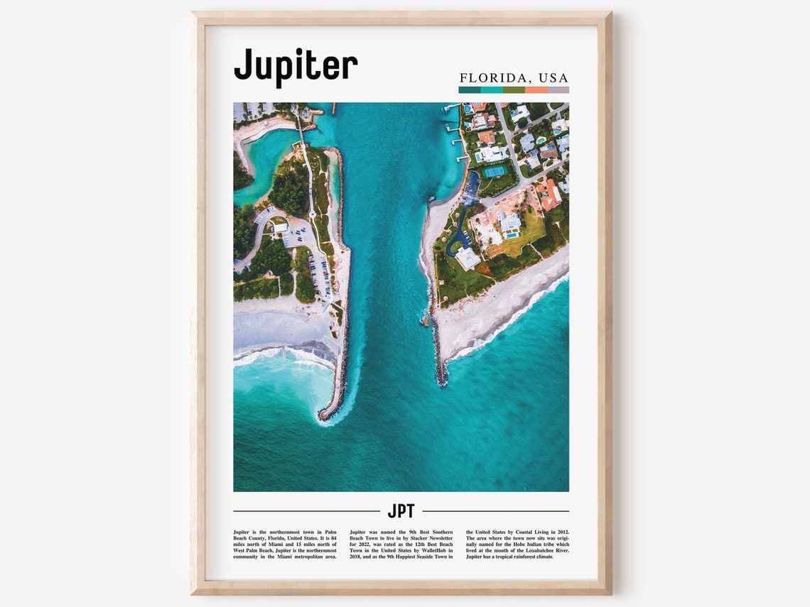 Jupiter Print Jupiter Poster Jupiter Wall Art Oil Painting Poster Colorful City Print City Artwork Travel Artwork Travel Wall Art