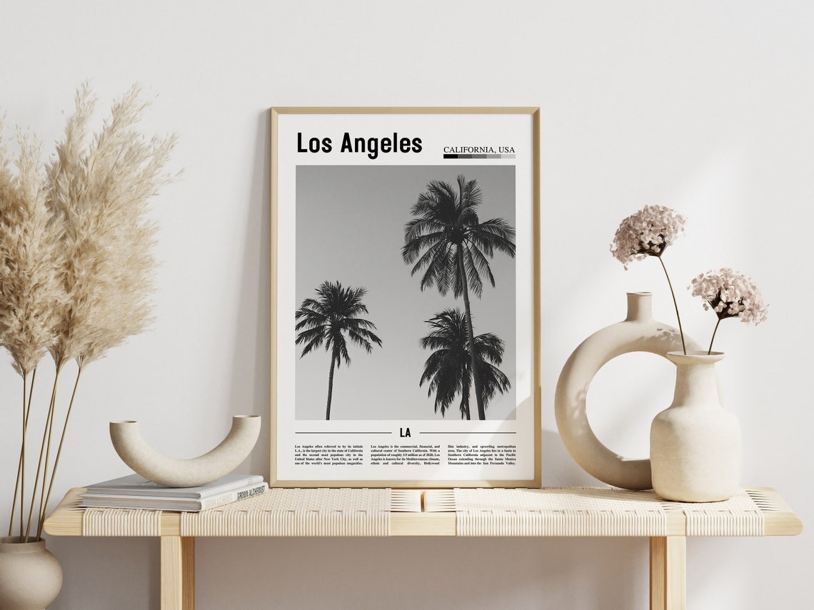 Los Angeles Poster Black And White Los Angeles Print Black And White Los Angeles Wall Art Minimal Travel Print Travel Poster - Image 6