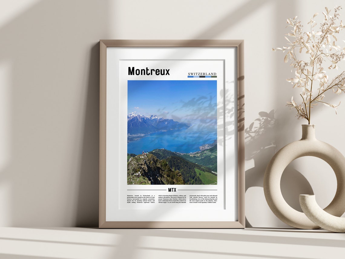 Montreux Poster Montreux Print Montreux Wall Art Europe Photo Europe Poster Europe Print Travel Poster - Image 3