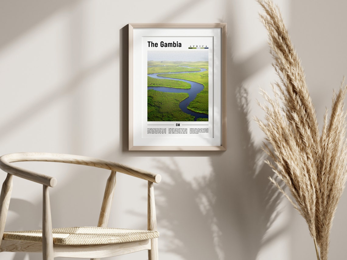 The Gambia Poster The Gambia Print The Gambia Wall Art Minimal Travel Print Travel Destination Oil Painting Poster - Image 2