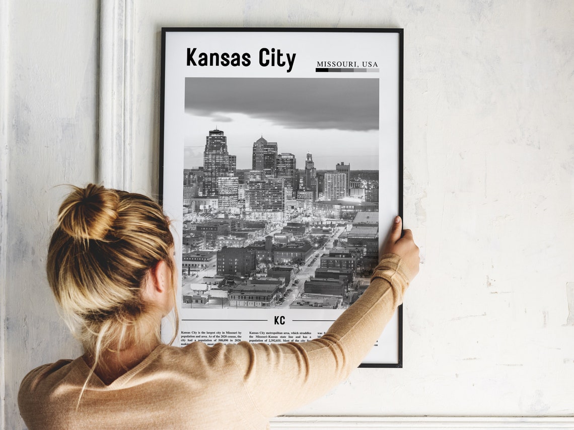 Kansas City Poster Black And White Kansas City Print Black And White Kansas City Wall Art Minimal Travel Print Travel Poster - Image 5