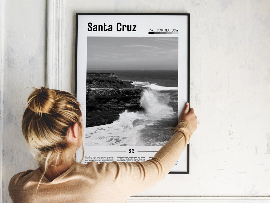 Santa Cruz Poster Black And White Santa Cruz Print Black And White Santa Cruz Wall Art Minimal Travel Print Travel Poster - Image 5
