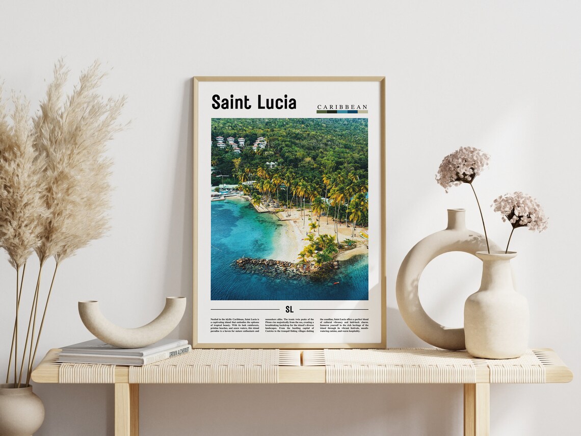 Saint Lucia Travel Poster, Caribbean Photo Print - Image 6