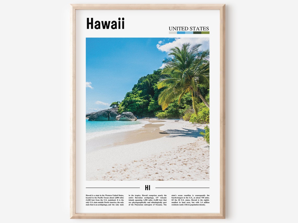 Hawaii Print Hawaii Poster Hawaii Wall Art Oil Painting Poster Colorful City Print City Artwork Travel Artwork Travel Wall Art
