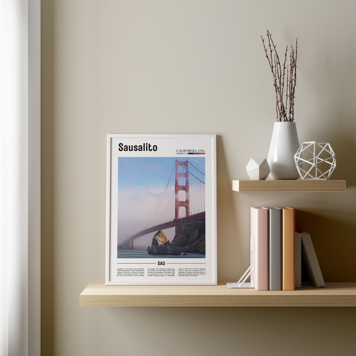 Sausalito Print Sausalito Poster Sausalito Wall Art Minimal Travel Print Minimal City Poster Travel Destination Oil Painting Poster - Image 2