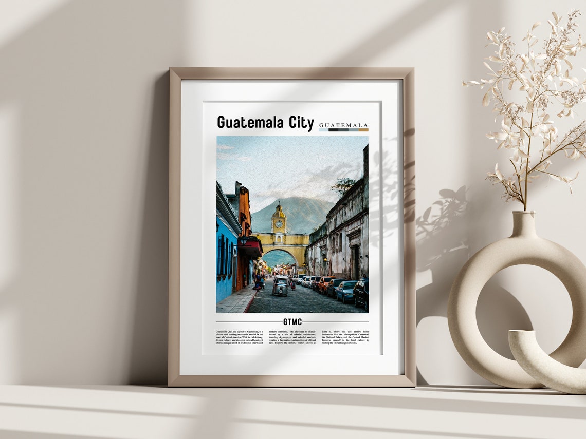 Guatemala City Poster Guatemala City Print Guatemala City Wall Art Central America Poster Central America Print Travel Poster - Image 3