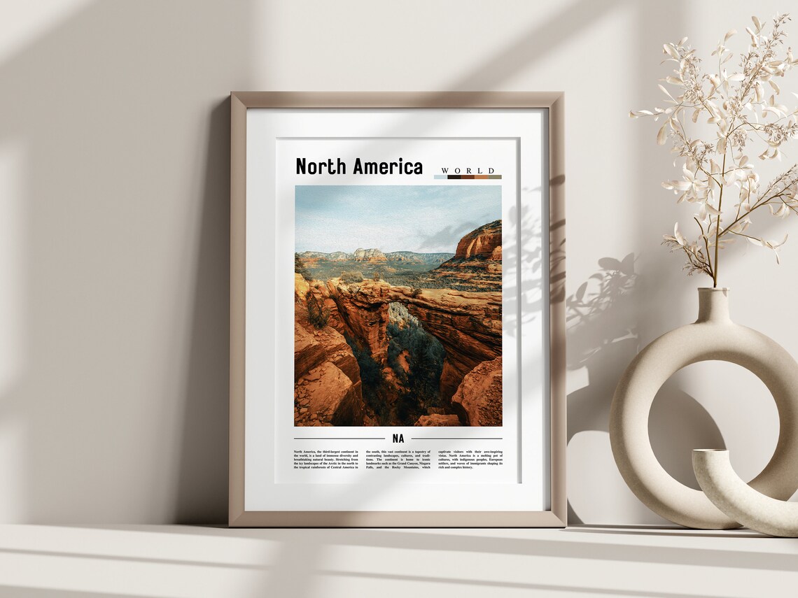 North America Minimal Travel Poster, Oil Painting - Image 3