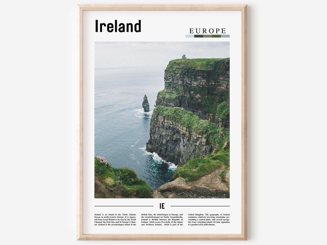Ireland Travel Poster, Minimal Oil Painting