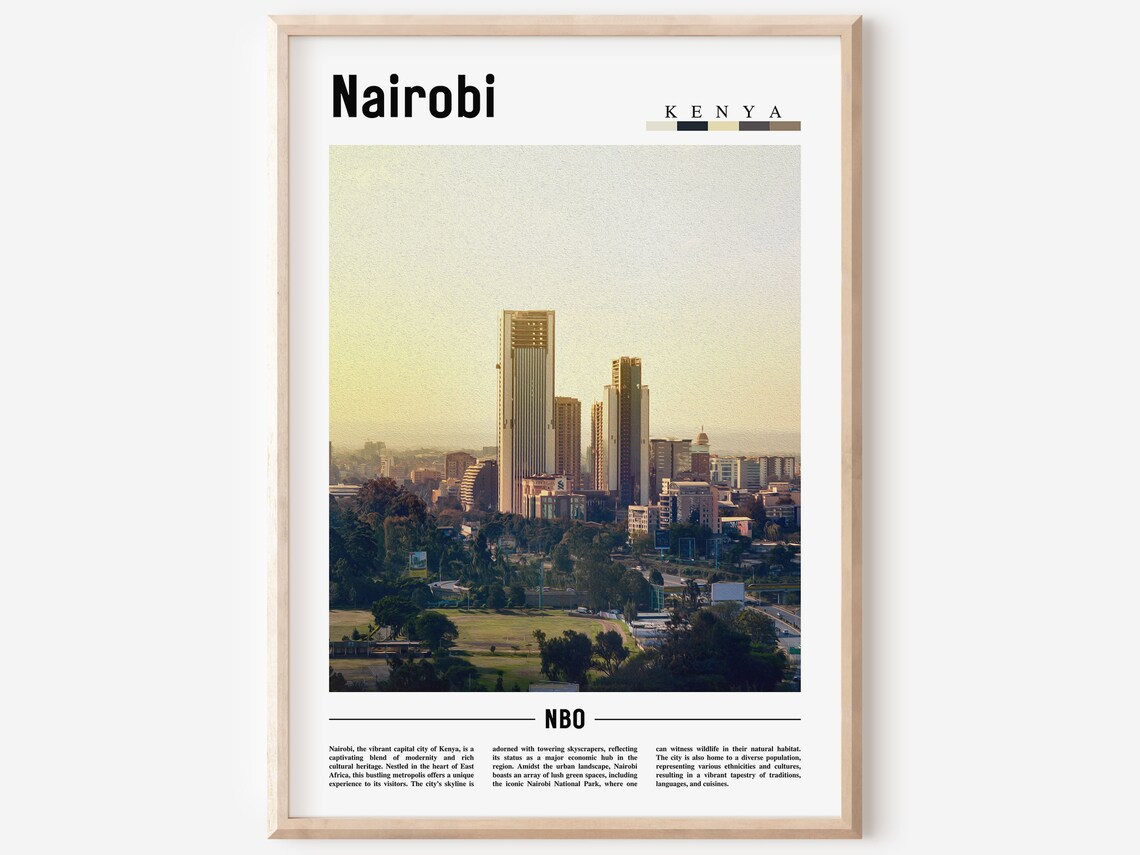 Nairobi Minimal Travel Poster, Oil Painting Style