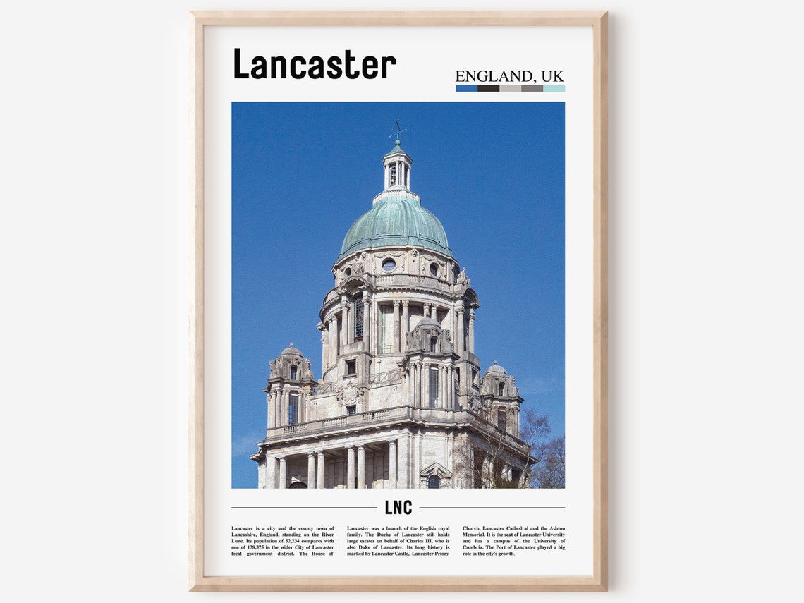 Lancaster Print Lancaster Poster Lancaster Wall Art Oil Painting Poster Colorful City Print City Artwork Travel Artwork Travel Wall Art