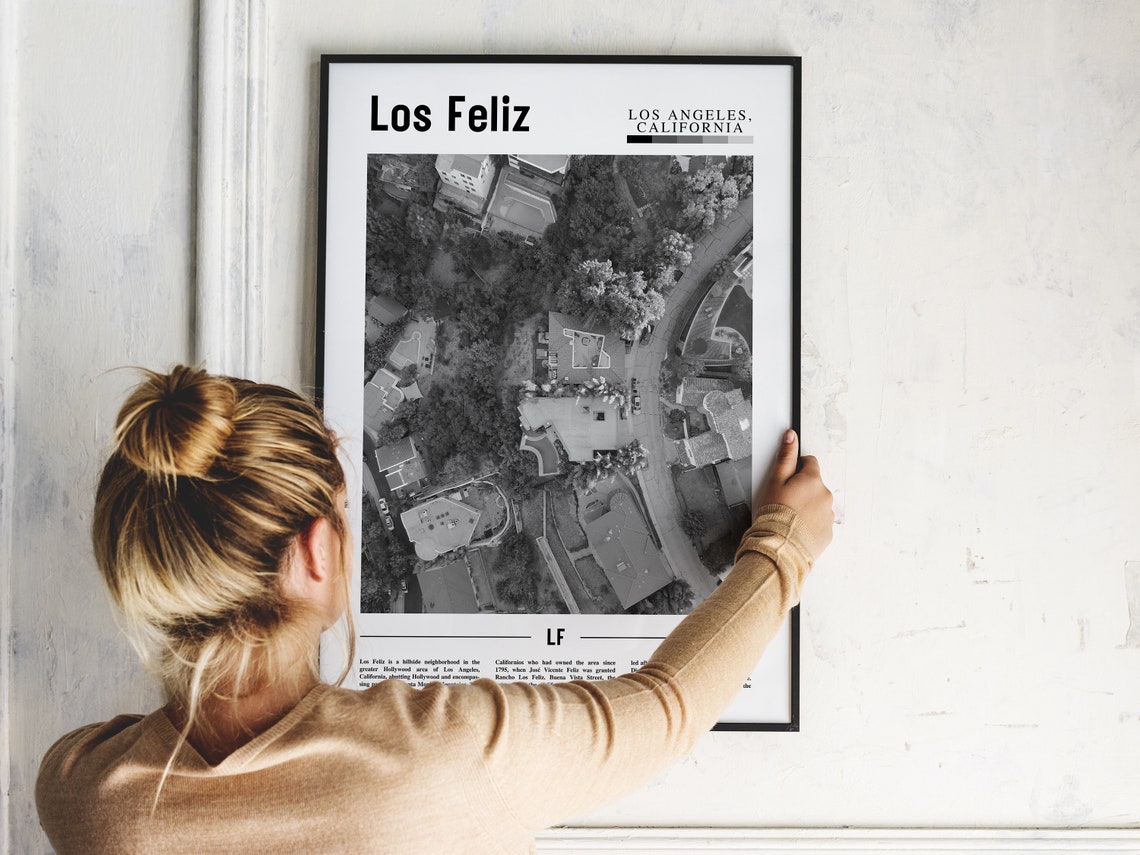 Los Feliz Poster Black And White Los Feliz Print Black And White Los Feliz Wall Art Minimal Travel Print Travel Poster - Image 5