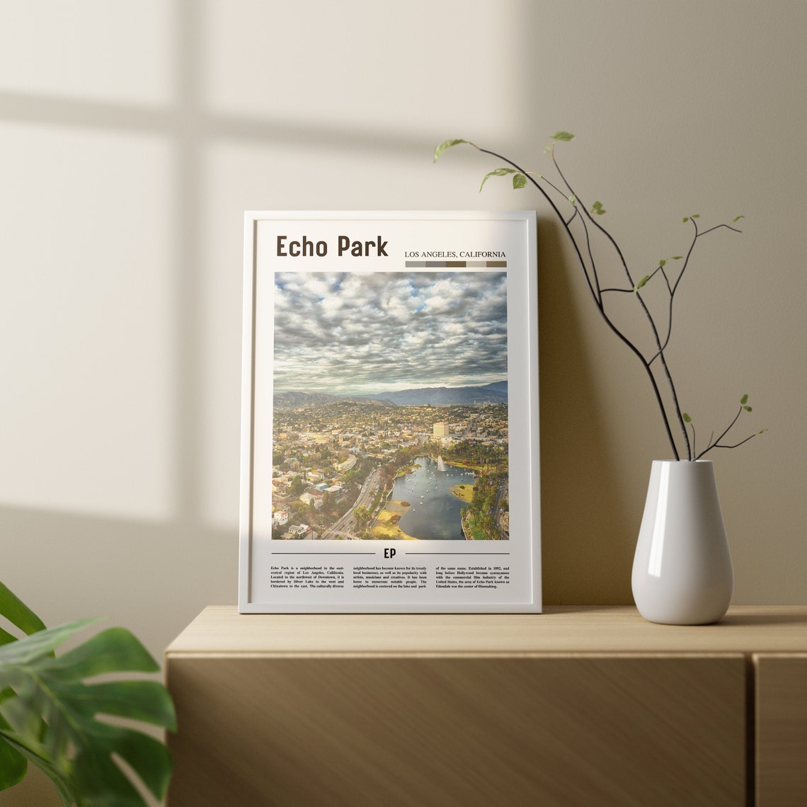 Echo Park Print Echo Park Poster Echo Park Wall Art Oil Painting Poster Colorful City Print City Artwork Travel Artwork Travel Wall Art - Image 3