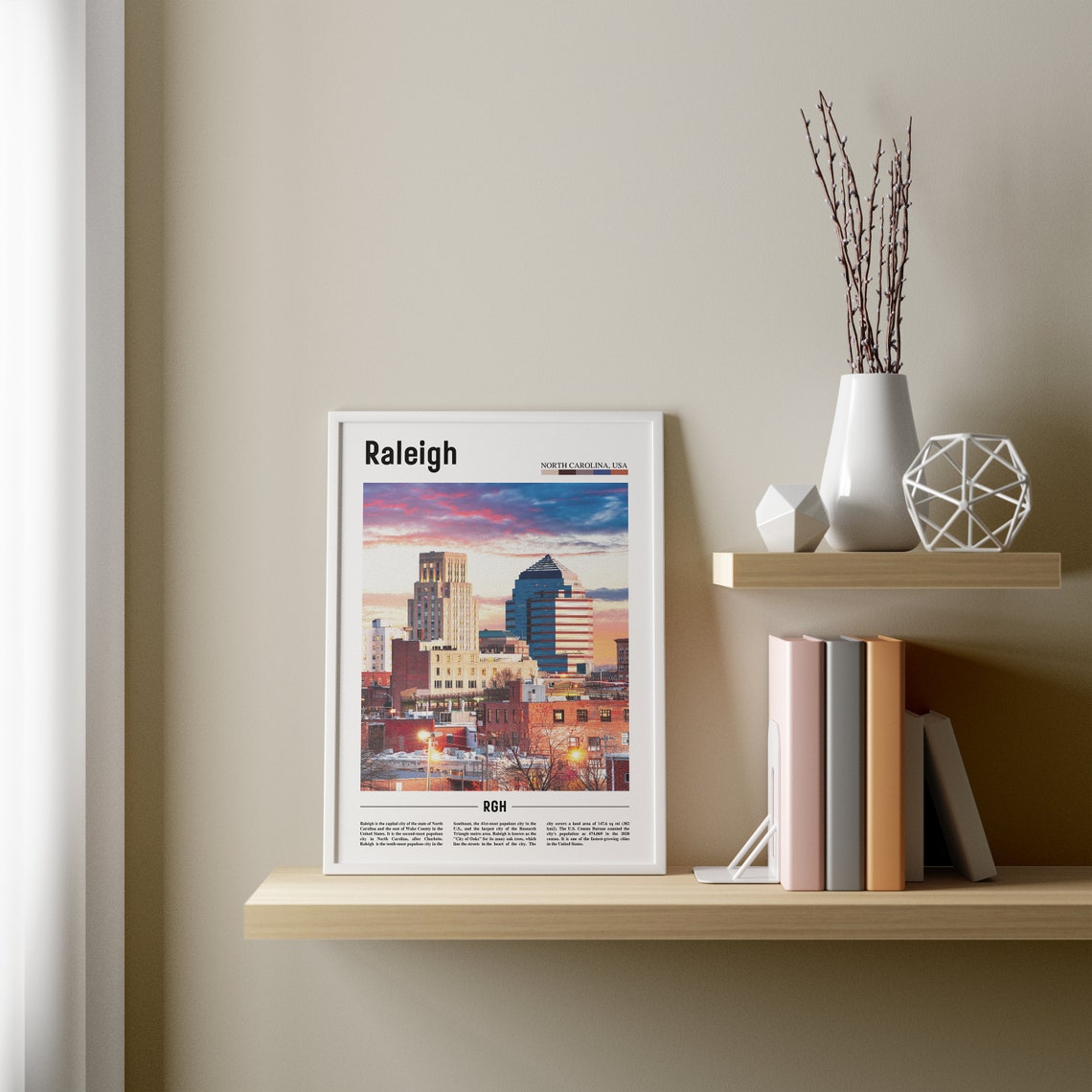 Raleigh Print Raleigh Poster Raleigh Wall Art Oil Painting Poster Colorful City Print City Artwork Travel Artwork Travel Wall Art - Image 3