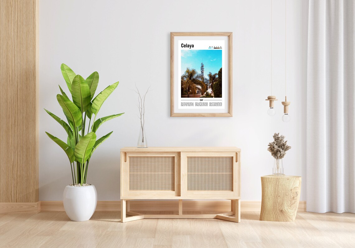 Celaya Minimal Travel Poster, Oil Painting Style - Image 5