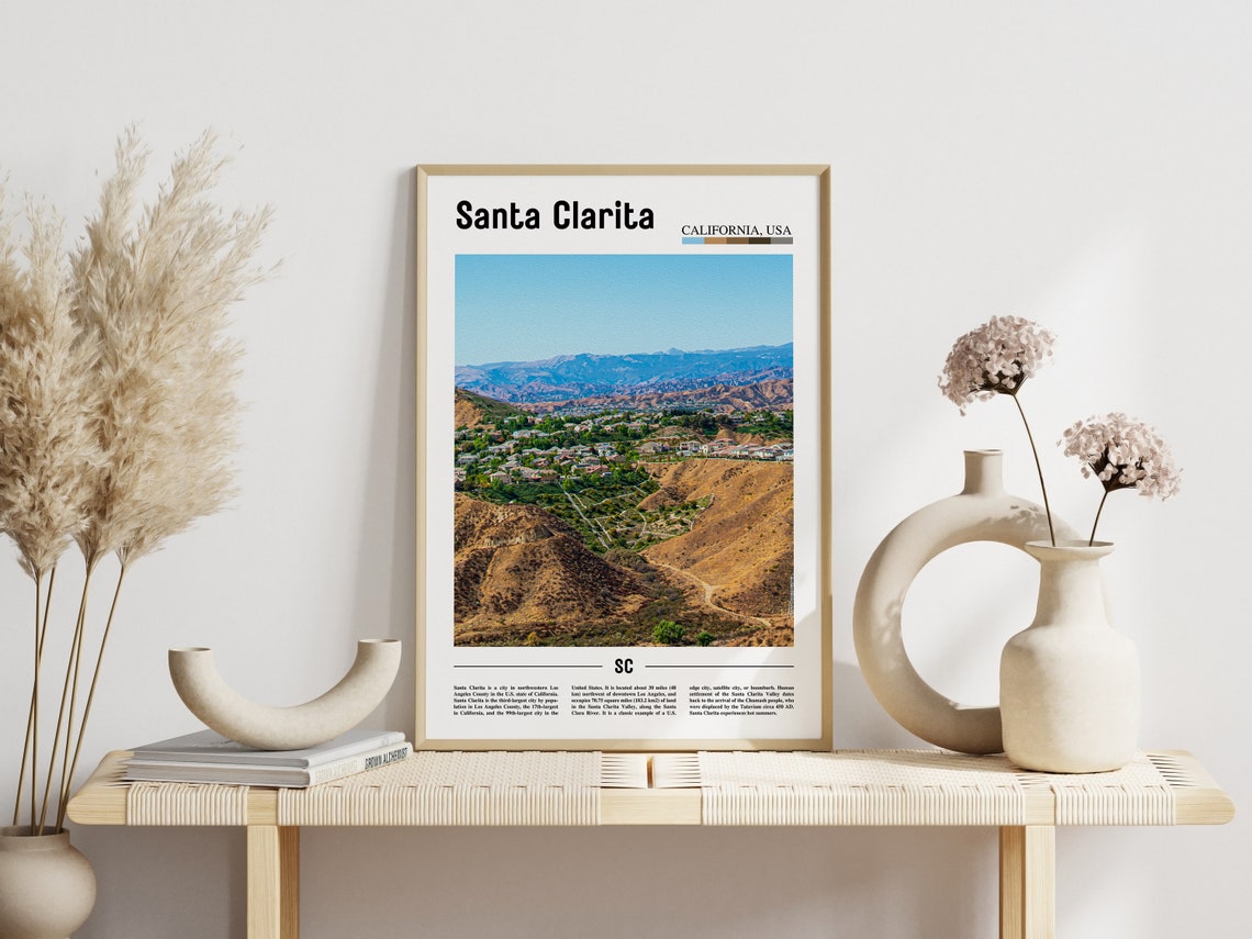 Santa Clarita Print Santa Clarita Poster Santa Clarita Wall Art Minimal Travel Print Minimal City Poster Destination Oil Painting Poster - Image 6