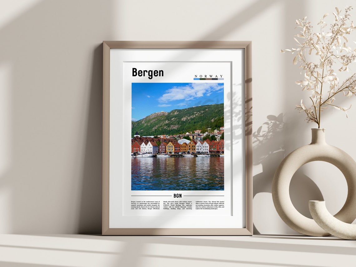 Bergen Poster Bergen Print Bergen Wall Art Europe Photo Europe Poster Europe Print Travel Poster - Image 3