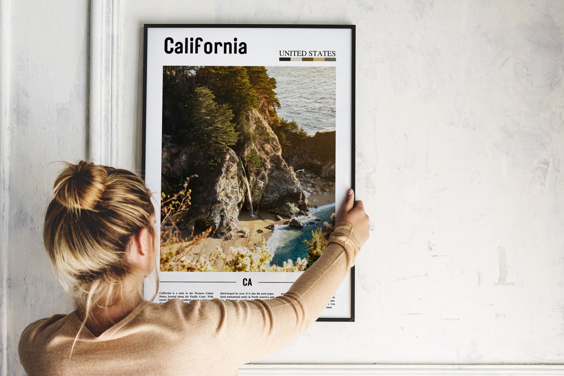 California Poster California Print California Wall Art Minimal Travel Print Minimal City Poster Travel Destination Oil Painting Poster - Image 4