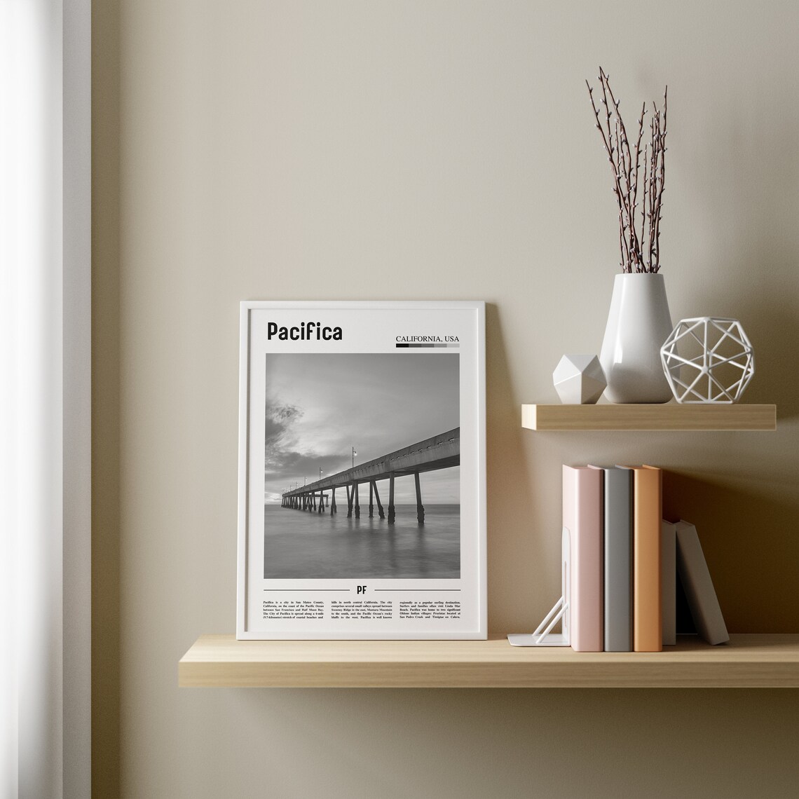 Pacifica Travel Poster, Black And White City Artwork - Image 3