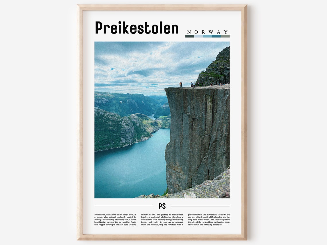 Preikestolen Poster Preikestolen Print Preikestolen Wall Art Europe Photo Europe Poster Europe Print Travel Poster