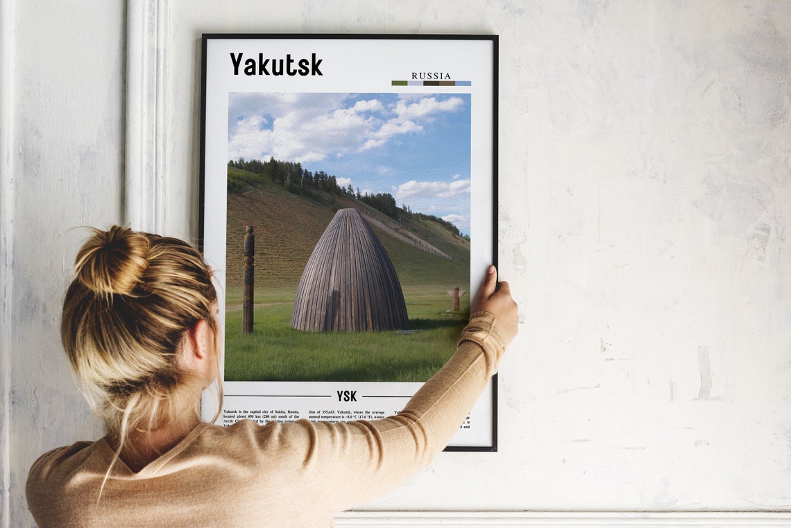 Yakutsk Print Yakutsk Poster Yakutsk Wall Art Minimal Travel Print Minimal City Poster Travel Destination City Print Oil Painting Poster - Image 4