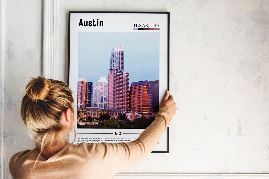 Austin Print Austin Poster Austin Wall Art Oil Painting Poster Colorful City Print City Artwork Travel Artwork Travel Wall Art - Image 4