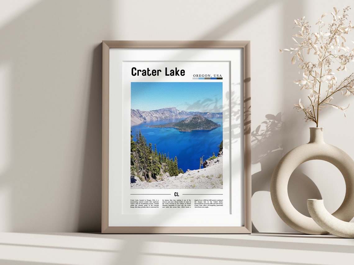 Crater Lake Poster Crater Lake Print Crater Lake Wall Art United States Photo United States Poster United States Print - Image 3
