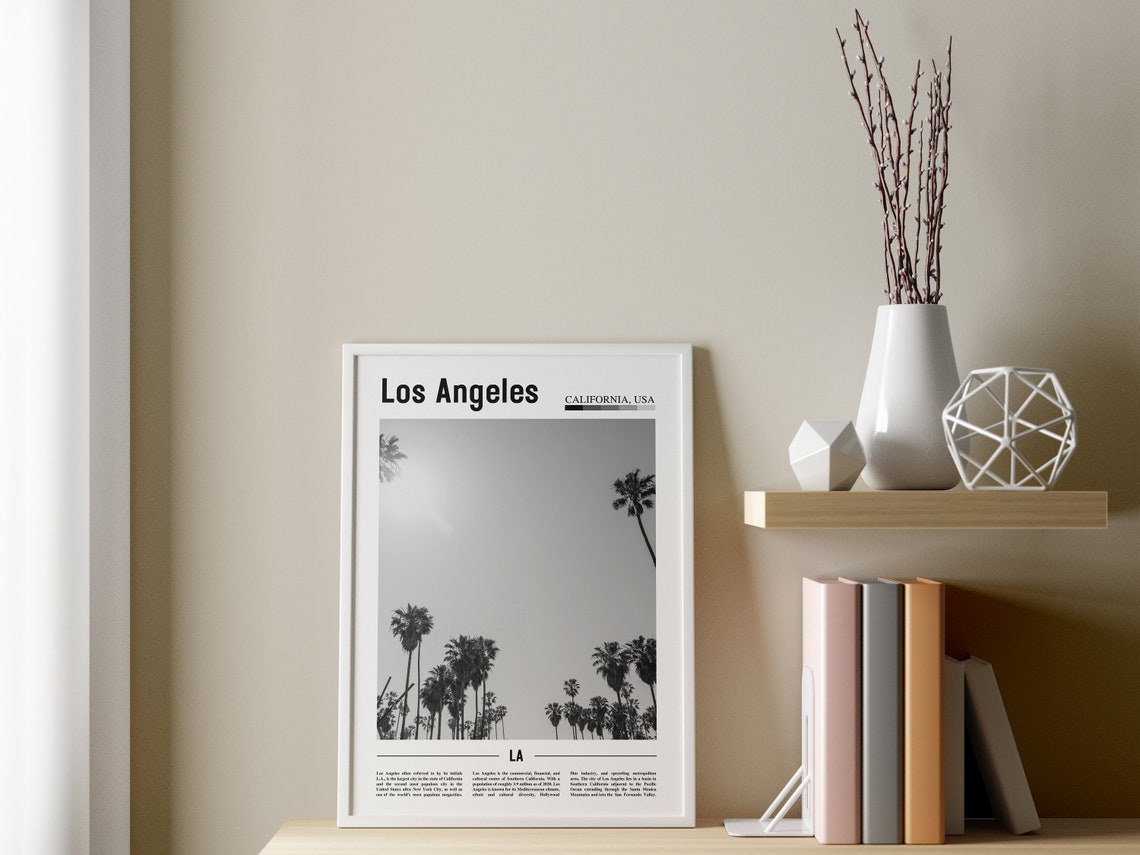 Los Angeles Poster Black And White Los Angeles Print Black And White Los Angeles Wall Art Minimal Travel Print Travel Poster - Image 3