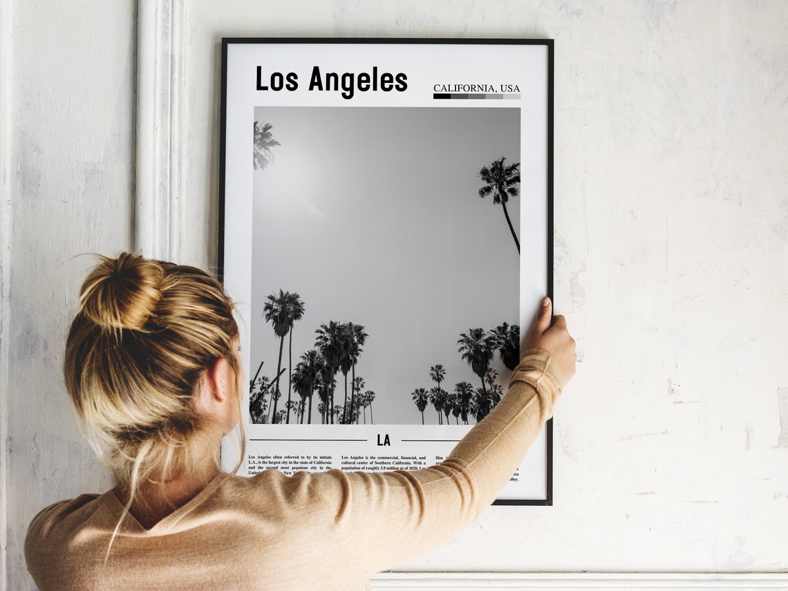 Los Angeles Poster Black And White Los Angeles Print Black And White Los Angeles Wall Art Minimal Travel Print Travel Poster - Image 5