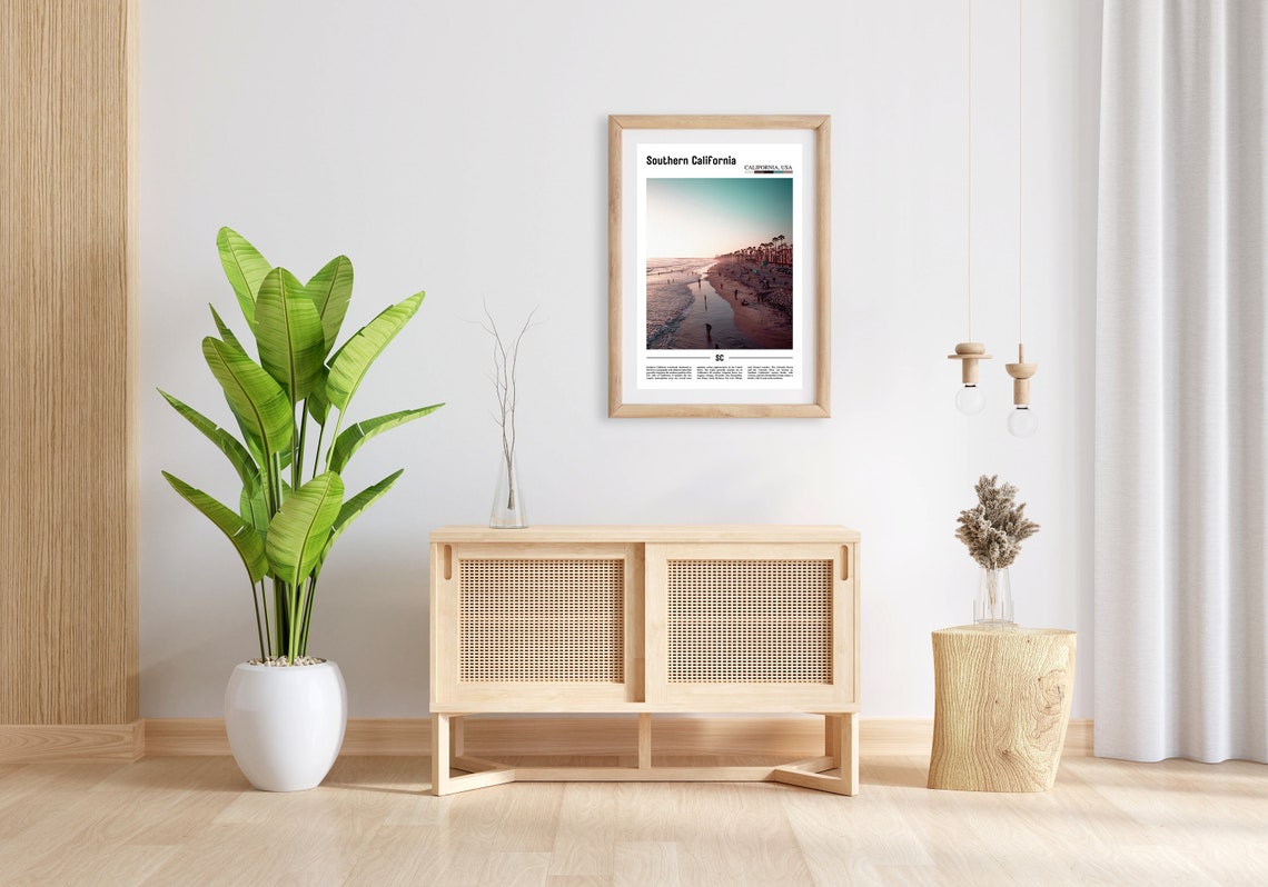 Southern California Poster Southern California Print Southern California Wall Art Minimal Travel Print Oil Painting Poster - Image 4