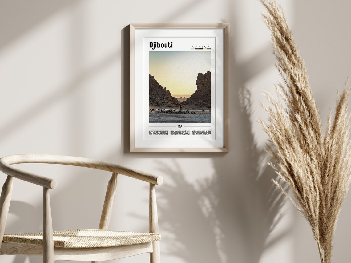 Djibouti Poster Djibouti Print Djibouti Wall Art Minimal Travel Print Travel Destination Oil Painting Poster - Image 2