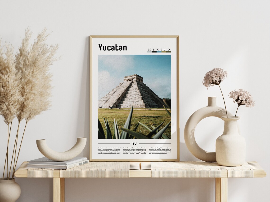 Yucatan Minimal Travel Poster, Oil Painting - Image 6