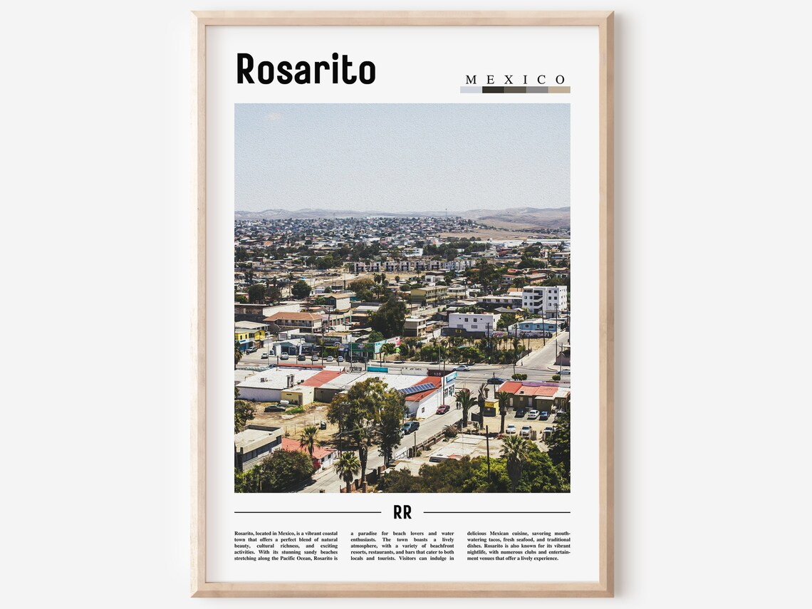 Rosarito Minimal Travel Poster, Oil Painting Style