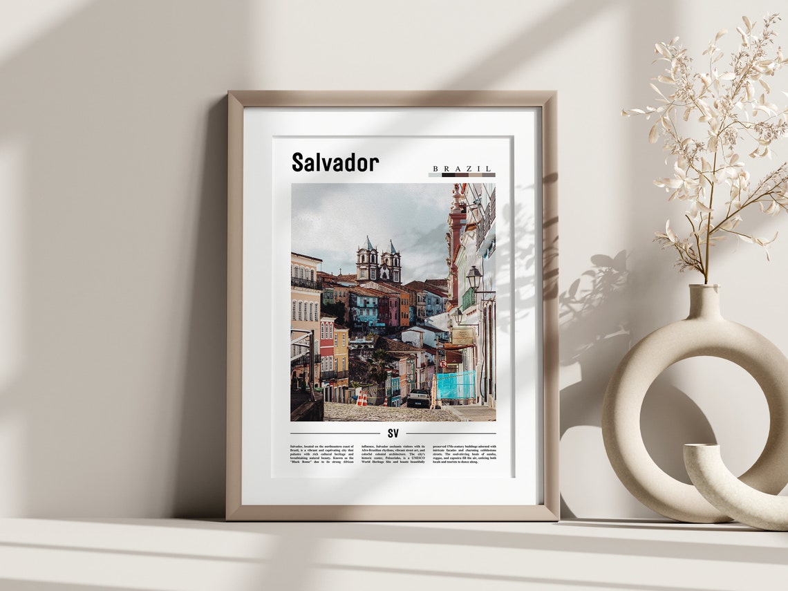 Salvador Poster Salvador Print Salvador Wall Art South America Poster South America Print Travel Poster - Image 3