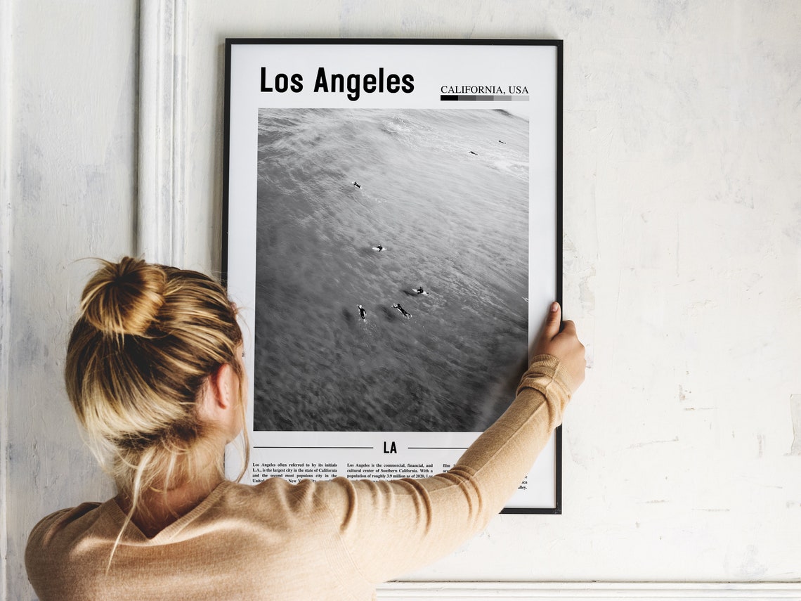 Los Angeles Poster Black And White Los Angeles Print Black And White Los Angeles Wall Art Minimal Travel Print Travel Poster - Image 5