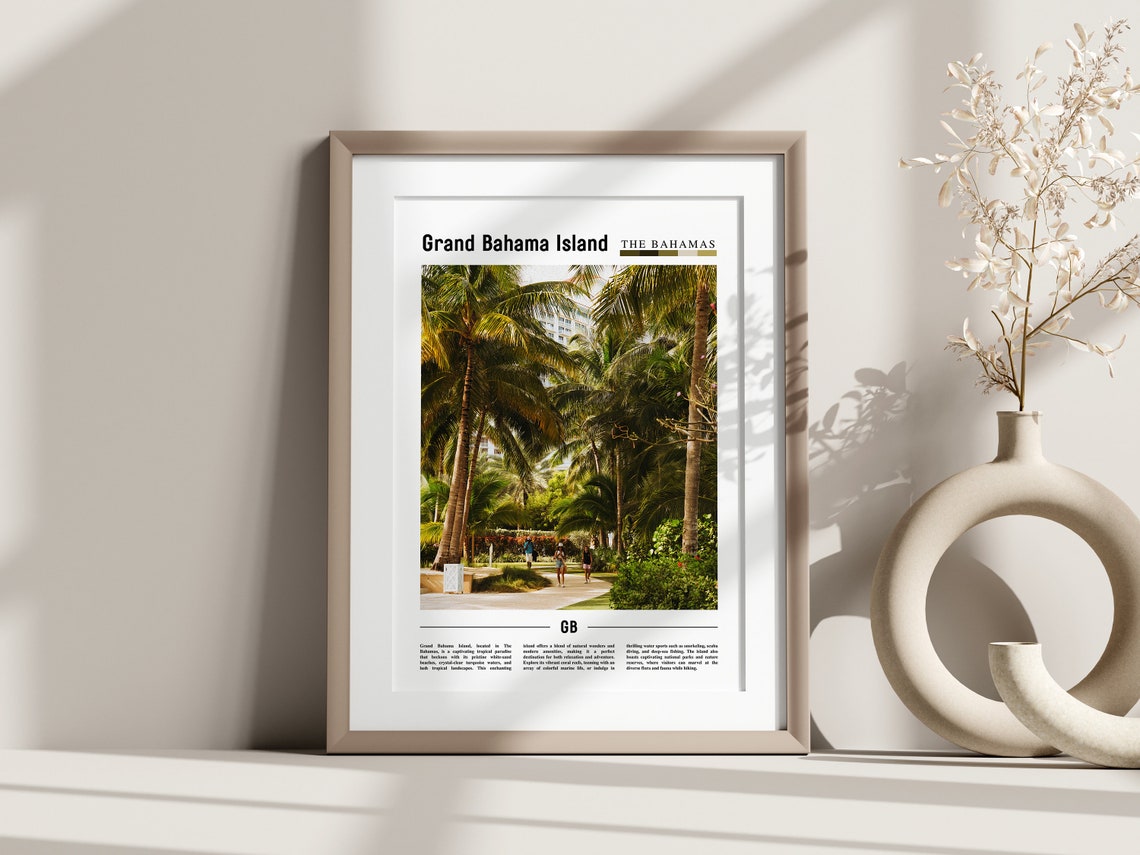 Grand Bahama Island Poster Grand Bahama Island Print Grand Bahama Island Wall Art Minimal Travel Print Oil Painting Poster - Image 3