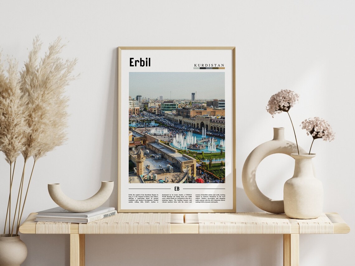 Erbil Poster Erbil Print Erbil Wall Art Minimal Travel Print Travel Destination Oil Painting Poster - Image 6