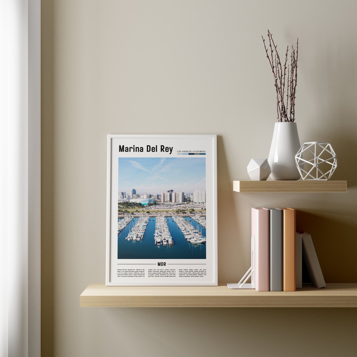 Marina Del Rey Print Marina Del Rey Poster Marina Del Rey Wall Art Minimal Travel Print Minimal Poster Destination Oil Painting Poster - Image 2