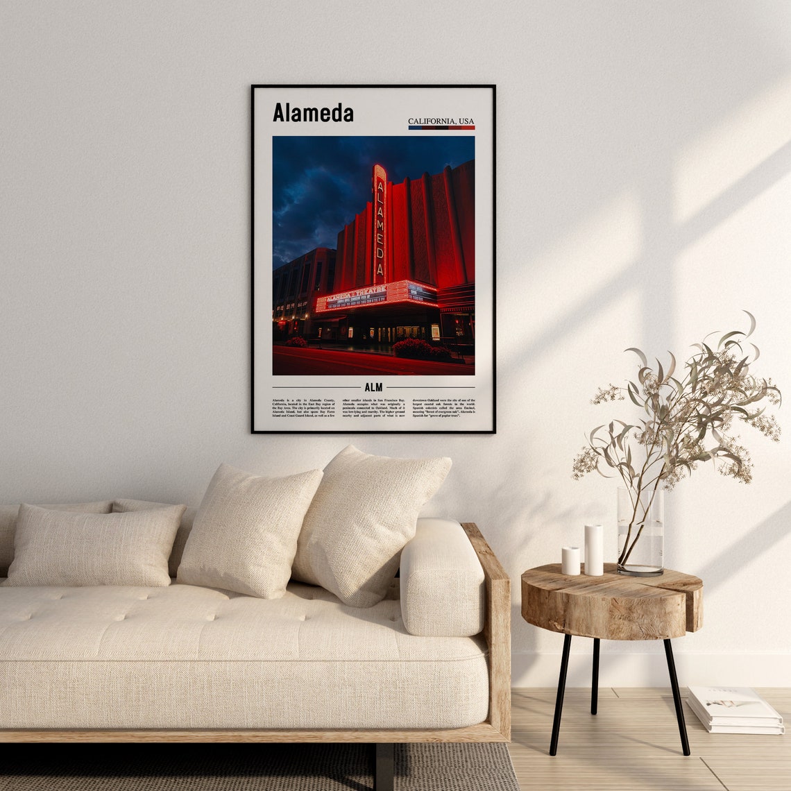 Alameda Print Alameda Poster Alameda Wall Art Minimal Travel Print Minimal City Poster Travel Destination City Print Oil Painting Poster - Image 2
